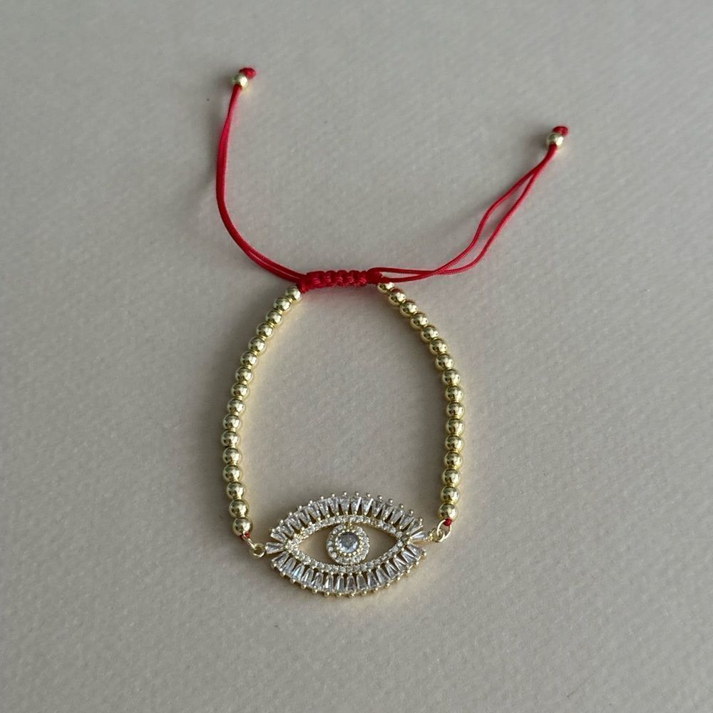 Gold and Red Evil Eye Bracelet #1860